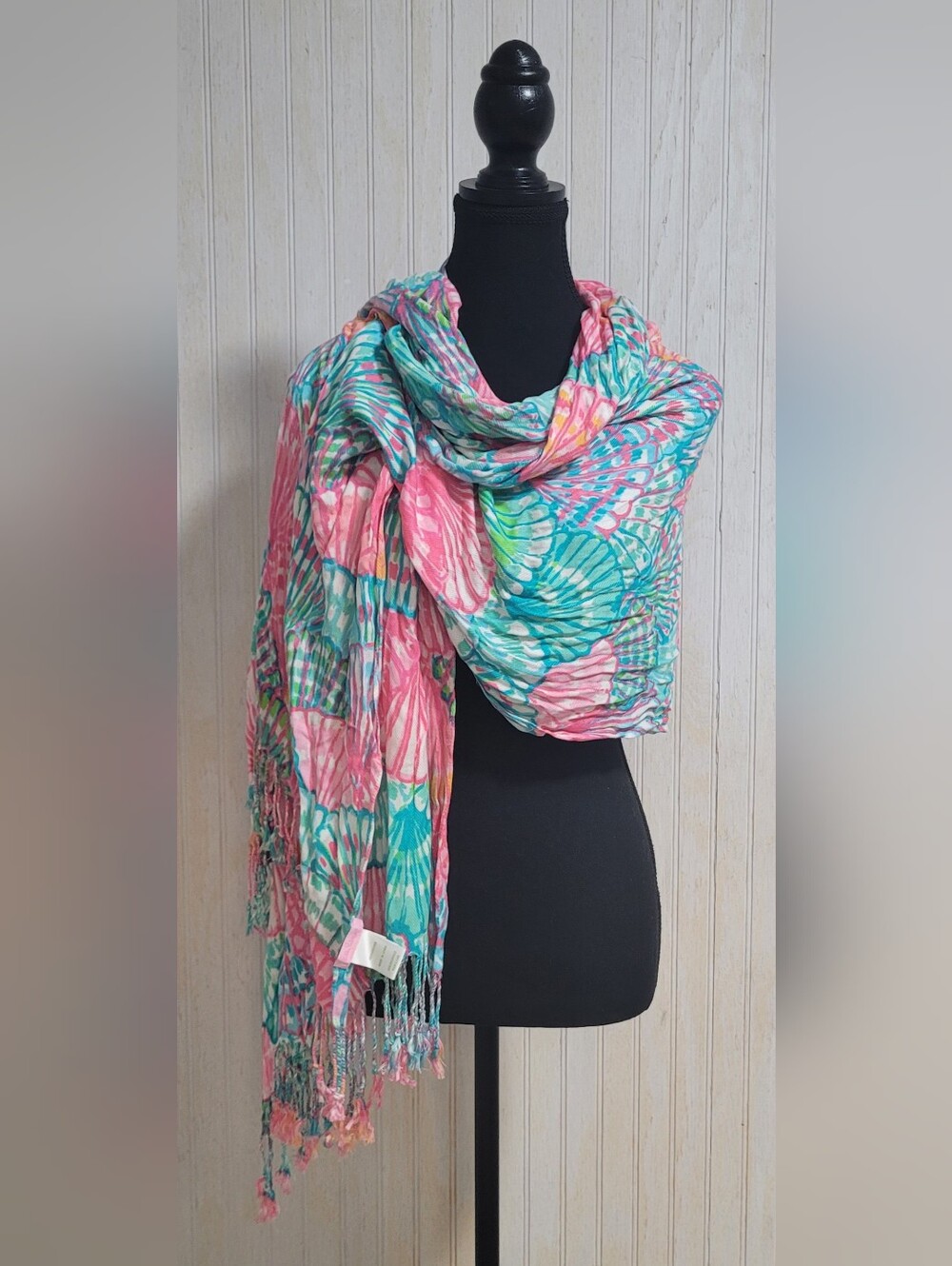 Lilly Pulitzer Resort Scarf Oh Shello Seashell Print Fringe Shawl One Size